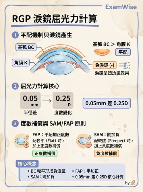 驗光生 - 隱形眼鏡度數計算(硬式RGP淚鏡補償與戴鏡驗光) - AI 圖文解析預覽