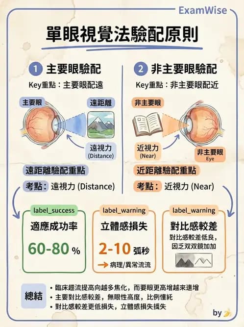 驗光生 - 單眼視覺法(Monovision)原理與驗配 - AI 圖文解析預覽