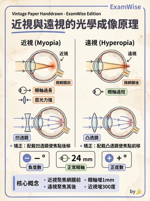 驗光生 - 屈光不正基礎:近視、遠視與視網膜影像 - AI 圖文解析預覽