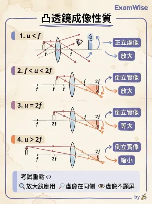 驗光生 - 薄透鏡成像特性與光線追跡 - AI 圖文解析預覽