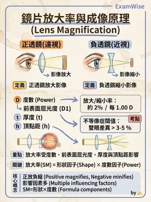 驗光生 - 眼鏡放大率與鏡片光學計算 - AI 圖文解析預覽