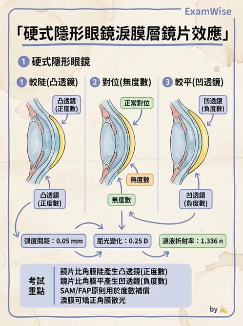 驗光生 - 硬式隱形眼鏡淚液鏡片效應與基弧光學 - AI 圖文解析預覽