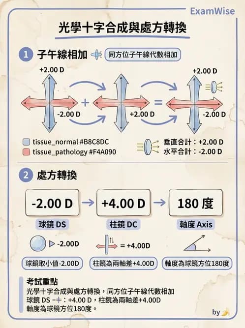驗光生 - 光學十字讀寫與處方等效轉換 - AI 圖文解析預覽