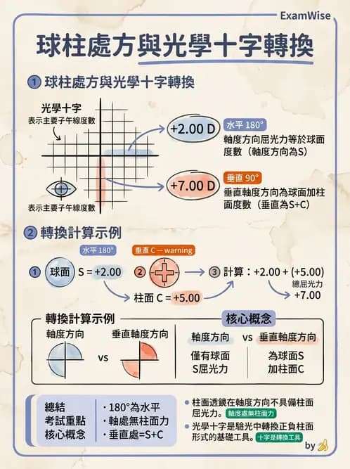 驗光生 - 光學十字讀寫與處方等效轉換 - AI 圖文解析預覽