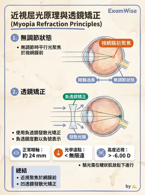 驗光生 - 近視與遠視的分類、成因及眼球光學基礎 - AI 圖文解析預覽