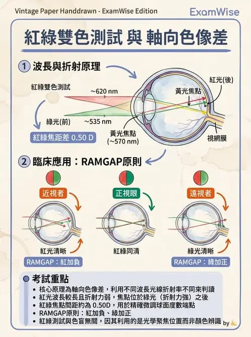 驗光生 - 球面度數確認與紅綠測試 - AI 圖文解析預覽