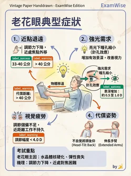 驗光生 - 老花眼基礎概念與調節幅度 - AI 圖文解析預覽