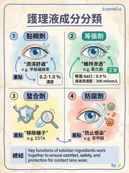驗光生 - 隱形眼鏡護理液成分與防腐劑 - AI 圖文解析預覽