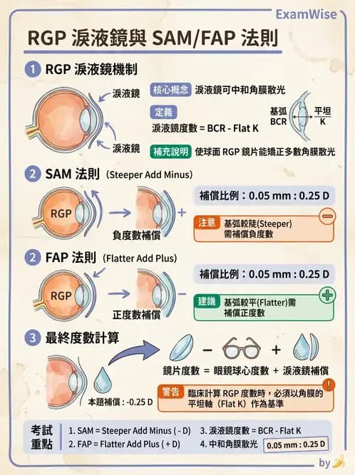 驗光生 - 隱形眼鏡度數計算(硬式RGP淚鏡補償與戴鏡驗光) - AI 圖文解析預覽