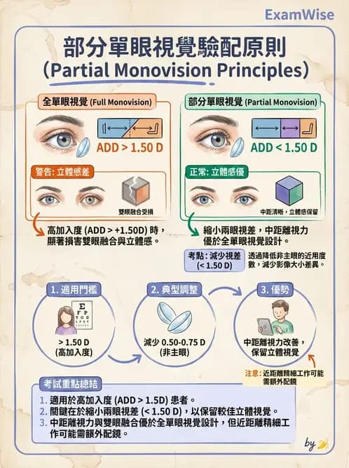 驗光生 - 單眼視覺法(Monovision)原理與驗配 - AI 圖文解析預覽