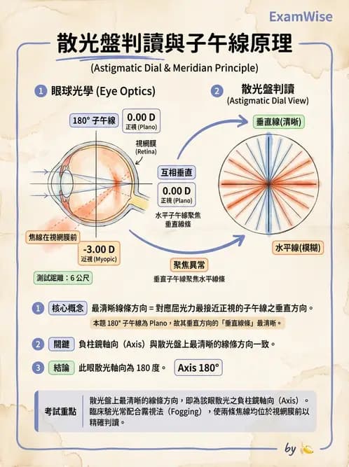 驗光生 - 焦線、Sturm間隔、等效球鏡度與檢影計算 - AI 圖文解析預覽