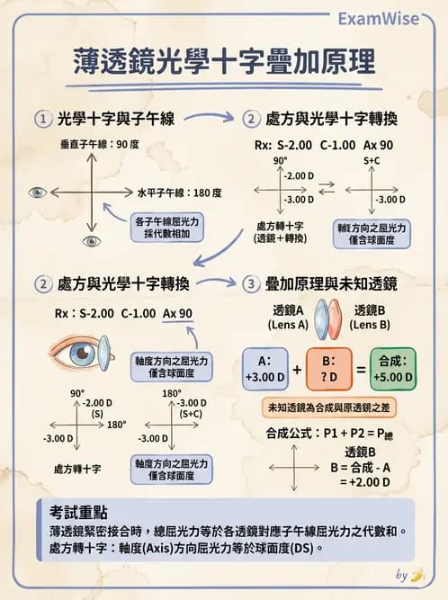 驗光生 - 光學十字讀寫與處方等效轉換 - AI 圖文解析預覽