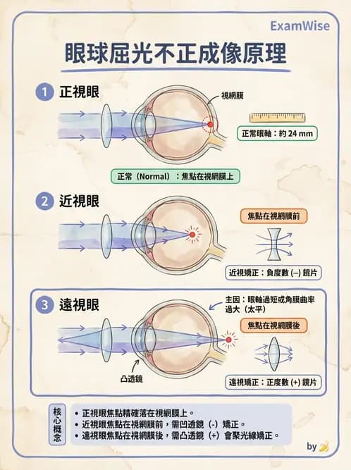 驗光生 - 近視與遠視的分類、成因及眼球光學基礎 - AI 圖文解析預覽