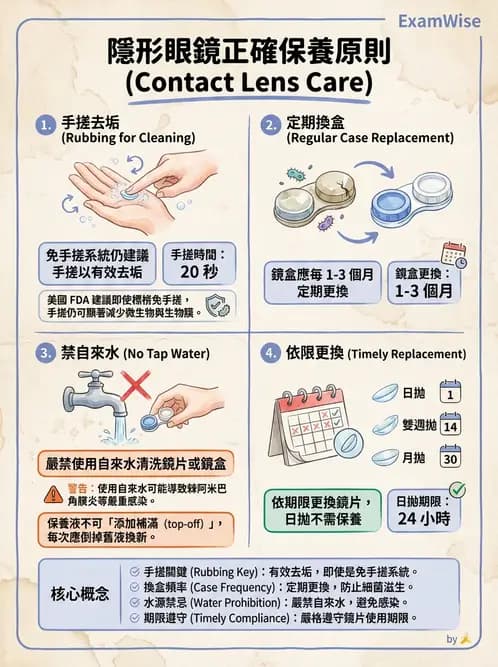 驗光生 - 隱形眼鏡護理操作與患者衛教 - AI 圖文解析預覽