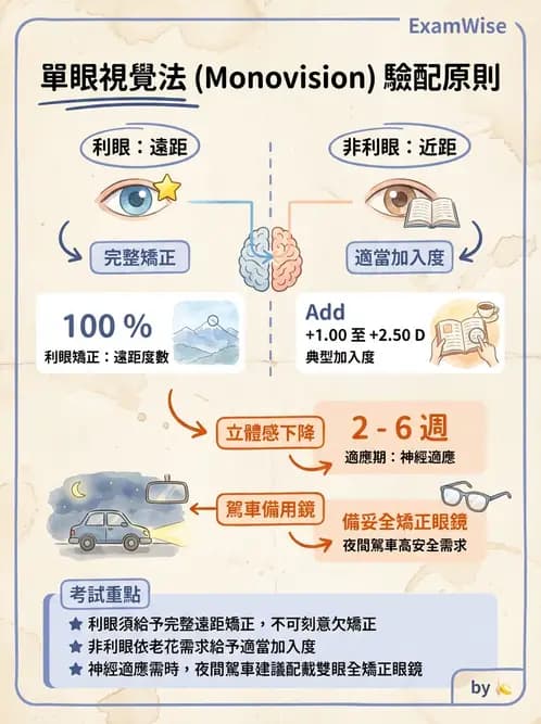 驗光生 - 單眼視覺法(Monovision)原理與驗配 - AI 圖文解析預覽