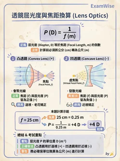 驗光生 - 薄透鏡成像特性與光線追跡 - AI 圖文解析預覽