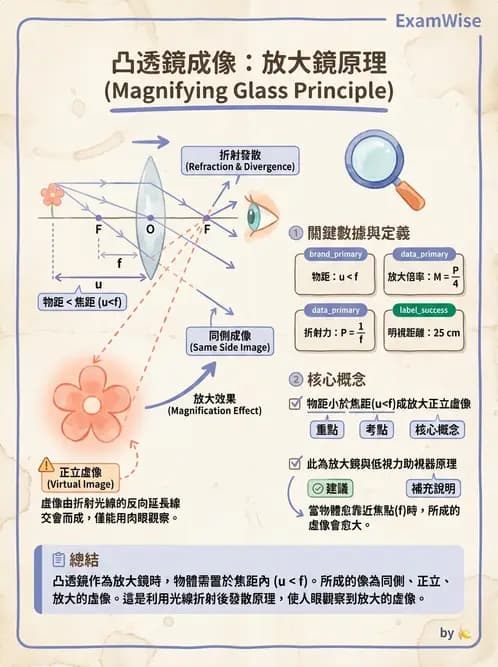 驗光生 - 薄透鏡成像特性與光線追跡 - AI 圖文解析預覽
