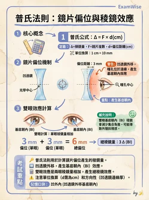 驗光生 - 普氏法則與移心稜鏡效應 - AI 圖文解析預覽