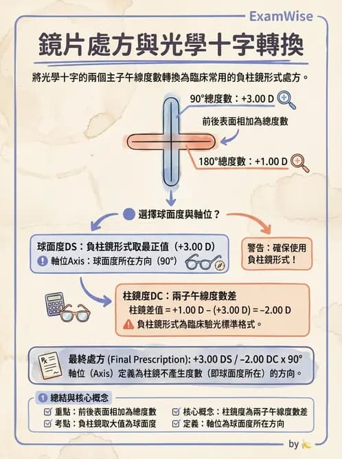 驗光生 - 焦線、Sturm間隔、等效球鏡度與檢影計算 - AI 圖文解析預覽