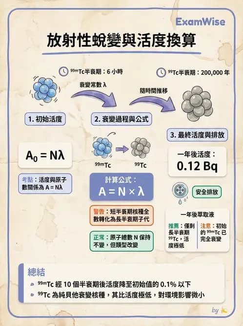 放射 - 放射性活度與衰變計算 - AI 圖文解析預覽