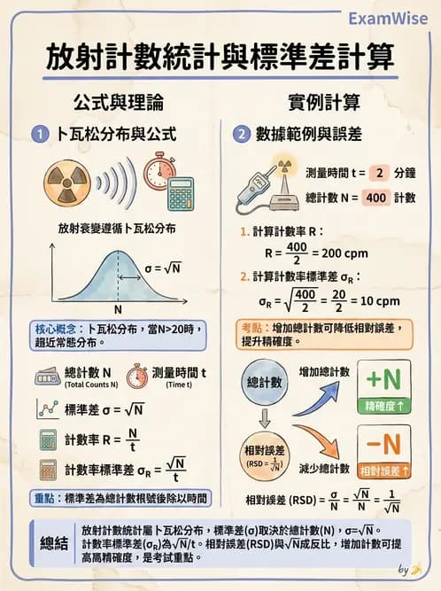 放射 - 核醫計數統計學 - AI 圖文解析預覽