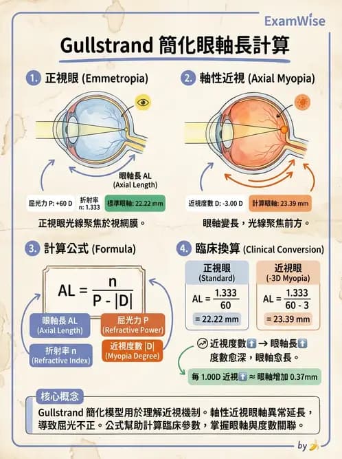 驗光師 - 模型眼屈光計算與屈光不正 - AI 圖文解析預覽