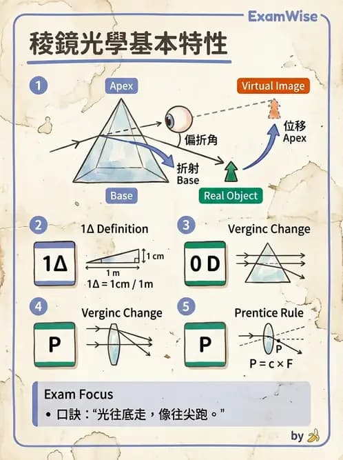 驗光師 - 稜鏡光學原理與度量 - AI 圖文解析預覽