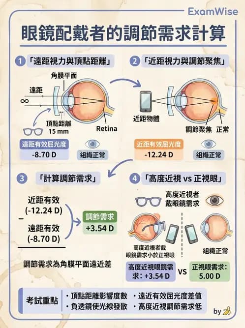 驗光師 - 調節機制與調節量計算 - AI 圖文解析預覽