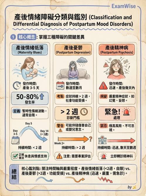 護理師 - 產後心理併發症與家庭計畫 - AI 圖文解析預覽