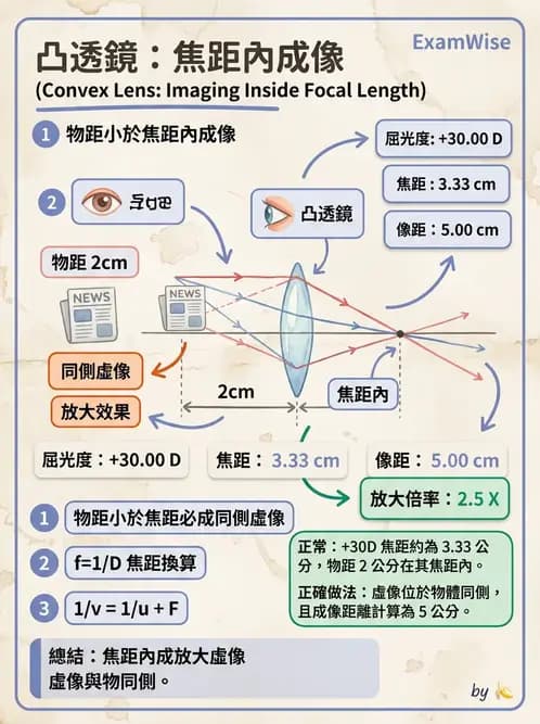 驗光師 - 薄透鏡成像計算與成像性質 - AI 圖文解析預覽