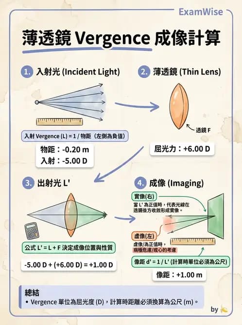 驗光師 - 薄透鏡成像計算與成像性質 - AI 圖文解析預覽