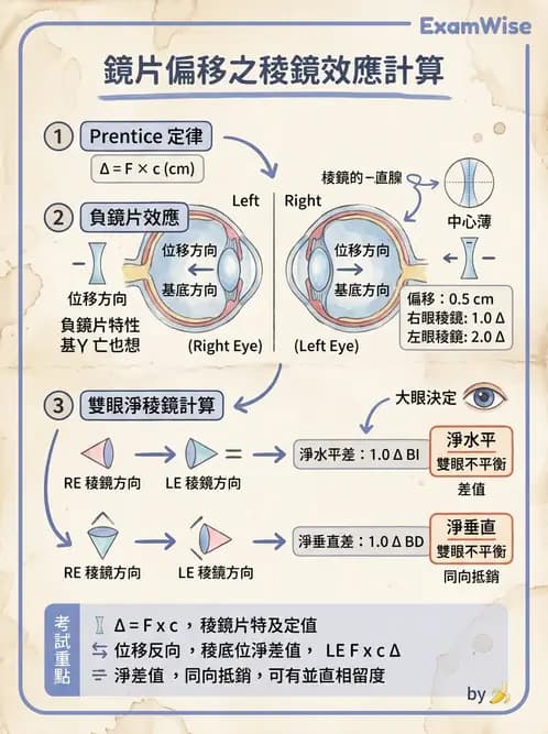 驗光師 - 稜鏡效應計算與偏心配鏡 - AI 圖文解析預覽
