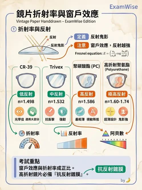驗光師 - 鏡片材料特性與光學設計 - AI 圖文解析預覽