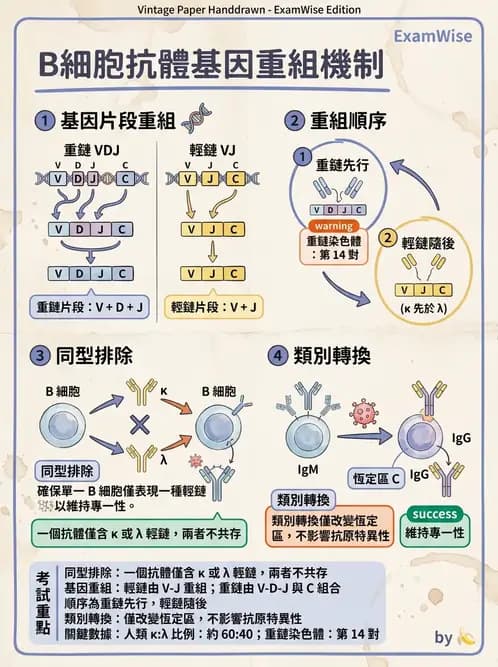 醫檢師 - B細胞發育與抗體生成 - AI 圖文解析預覽