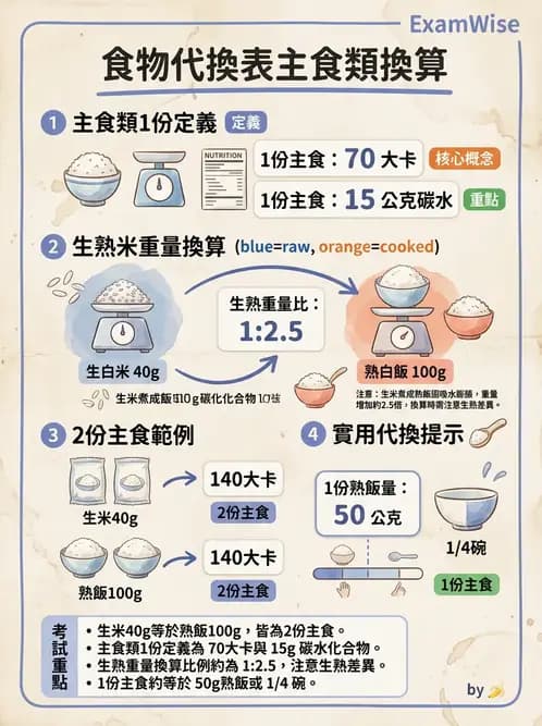 營養 - 食材用量計算與食物代換 - AI 圖文解析預覽