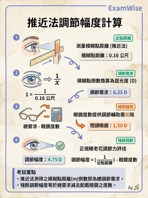 驗光師 - 老花眼概念、調節幅度與配鏡光學 - AI 圖文解析預覽