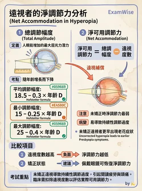 驗光師 - 調節機制與調節量計算 - AI 圖文解析預覽