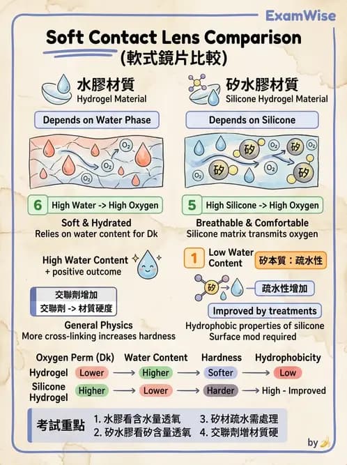 驗光師 - 軟式鏡片含水量、透氧與濕潤性 - AI 圖文解析預覽