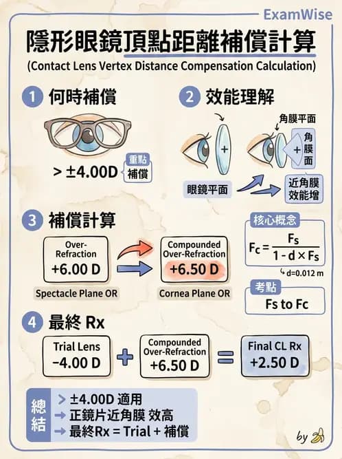 驗光師 - 硬式隱形眼鏡度數與散光計算 - AI 圖文解析預覽