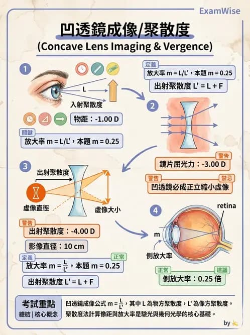 驗光師 - 薄透鏡成像計算與成像性質 - AI 圖文解析預覽