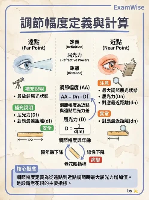 驗光師 - 調節機制與調節量計算 - AI 圖文解析預覽