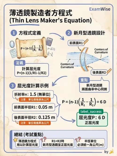 驗光師 - 透鏡屈光力與聚散度計算 - AI 圖文解析預覽
