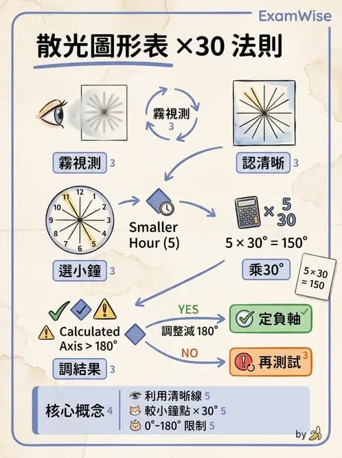 驗光師 - 散光鐘面圖與裂孔板驗光 - AI 圖文解析預覽