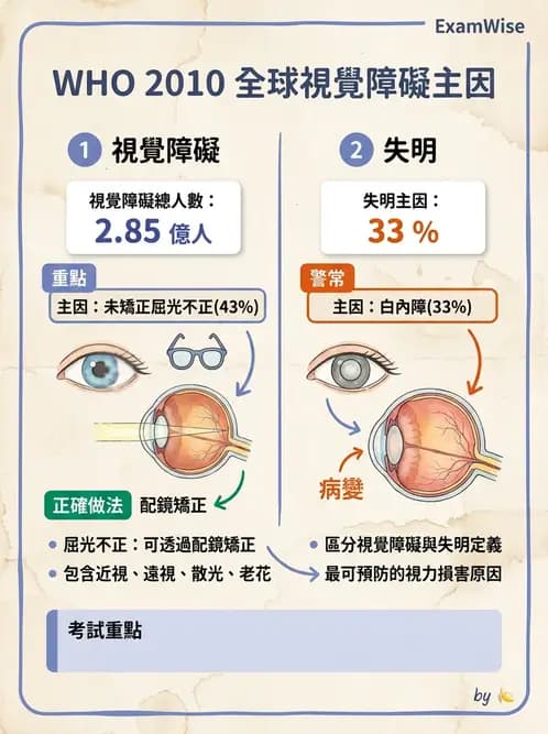 驗光師 - 視障的分類及流行分布 - AI 圖文解析預覽
