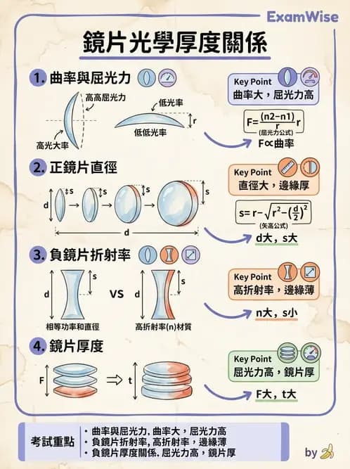 驗光師 - 鏡片材料特性與光學設計 - AI 圖文解析預覽
