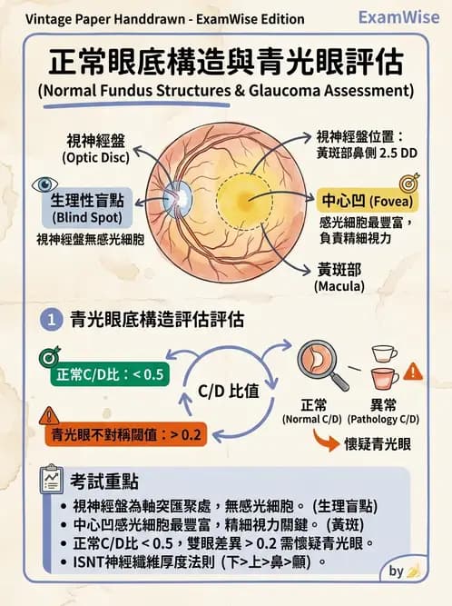 驗光生 - 視網膜組織結構與感光細胞 - AI 圖文解析預覽