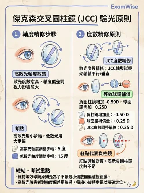 驗光生 - 傑克森交叉圓柱鏡與裂孔板操作 - AI 圖文解析預覽