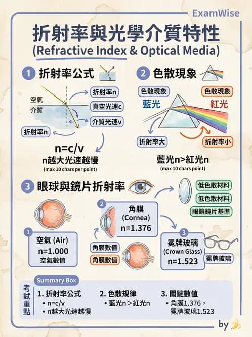 驗光生 - 光的折射定律、全反射與散射現象 - AI 圖文解析預覽
