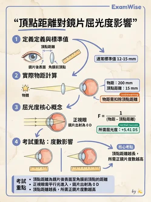 驗光生 - 隱形眼鏡與框架眼鏡頂點距離度數換算 - AI 圖文解析預覽
