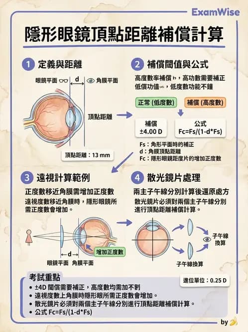 驗光生 - 隱形眼鏡與框架眼鏡頂點距離度數換算 - AI 圖文解析預覽
